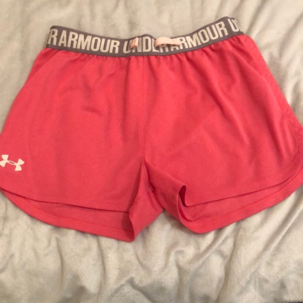 Pink under armor shorts